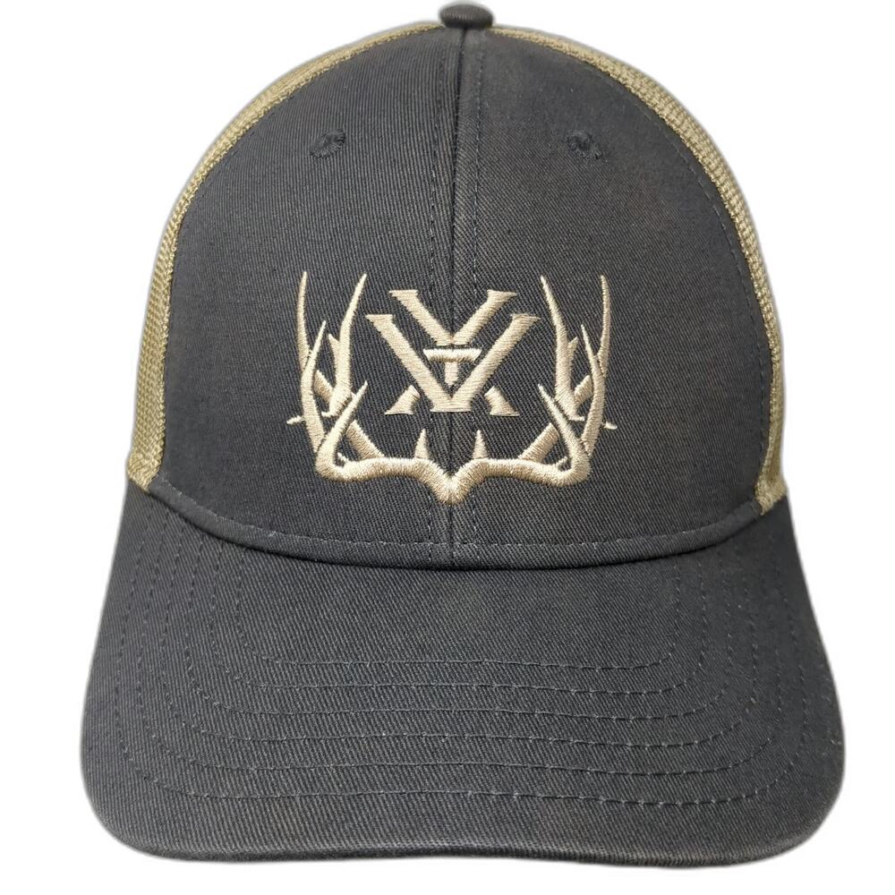 Vortex Trucker Hat Gray One Size Mesh Back Snapback Antler Logo Force of Optics